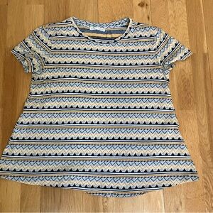 Zara Trafaluc Blue, Yellow and White Patterned Women's Global Top Size Small